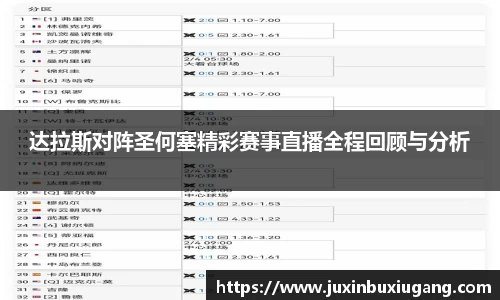 达拉斯对阵圣何塞精彩赛事直播全程回顾与分析